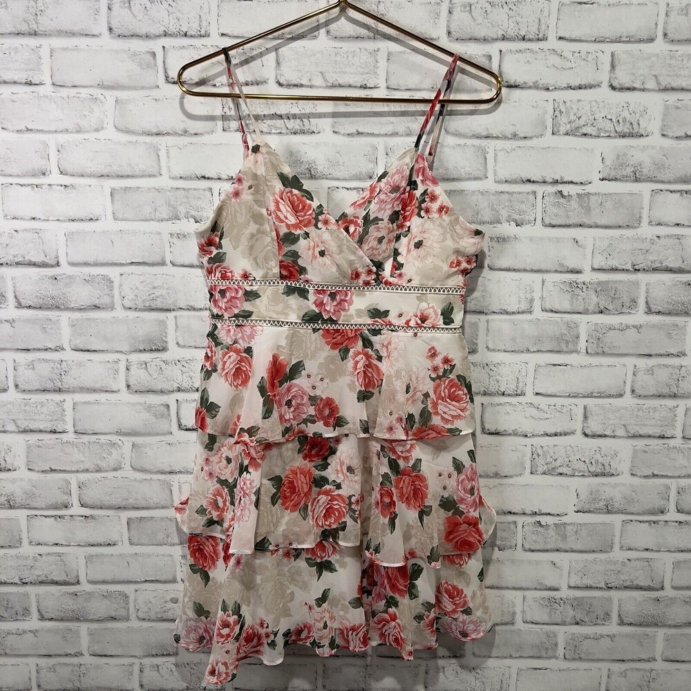 Mi Ami Tired Ruffle Floral Print Dress Size Large Francesca's